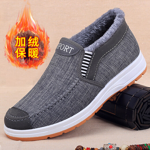 Cotton shoes men's winter high-top old Beijing cloth shoes plus velvet to keep warm winter shoes soft-soled work shoes thick-soled non-slip old people's shoes blue-cotton shoes 41