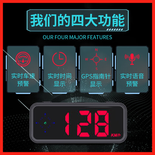 Car-mounted 2024 new electronic dog speed measurement Beidou wireless radar safety warning device HUD head-up display speed Colorful V12 center console display Free double-sided stickers
