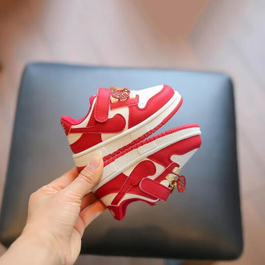 HAL.DUCK Red Children's Sports Shoes Snake Year Baby Casual Shoes Spring New Infant Non-Slip Soft Soled Toddler Shoes Chinese Red Size 16 Inner Length 12cm