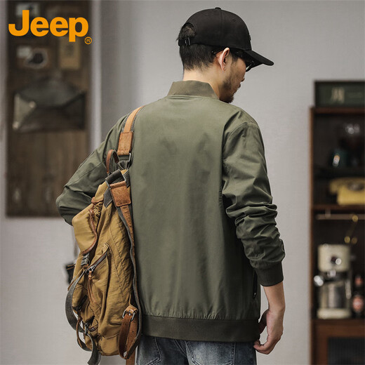 Jeep (JEEP) Jacket Men's Jacket Autumn and Winter Workwear Baseball Collar Casual Trendy Clothes Men's Military Green XL
