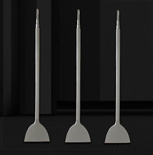 Electric hammer electric pick chisel square handle four pit chisel widened flat shovel electric pick head widened electric hammer drill bit shovel head black round handle two pits 17x280x75