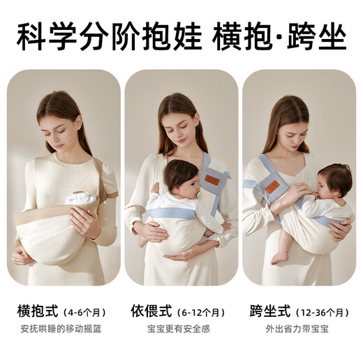 蒂乐抱娃神器解放双手宝宝外出简易背带婴儿前抱式背巾小月龄背娃 索菲罗咖 透气升级不勒肩(松紧可