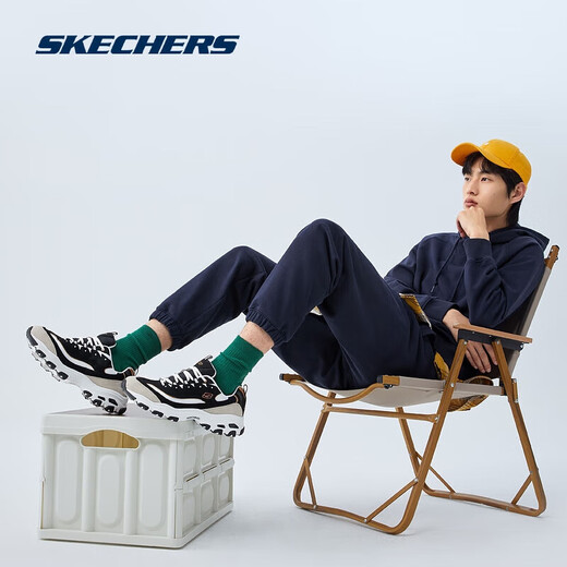 Skechers Black and White Gold | Men's Shoes Autumn Classic Panda Shoes Increased Breathability Fashion Campus Retro Dad Shoes 666114
