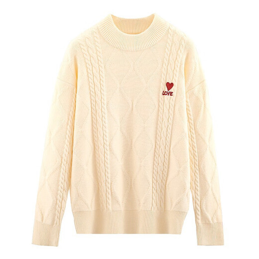 BUBBLE ORANGE parent-child knitted sweater, whole family outfit, autumn and winter mother-daughter clothing, a family of three or four, popular on the street, fashionable internet celebrity, high-end white apricot color parent-child outfit, 175-M size (recommended weight 105-120 Jin Jin is equal to about 0.5 kg)