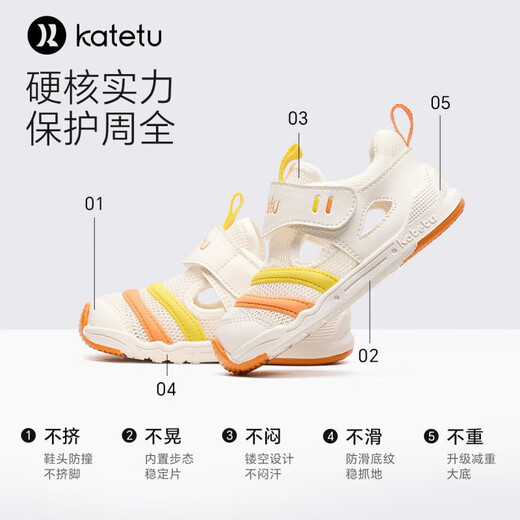 CARTER Rabbit Baby Baby Shoes 2025 Summer Funcional Zapatos Funcionales SOLO SOLO PLAYA ANTI-SLIP Sandalias de bebé Baby Baby Zapatos para niños Naranja y amarillo 24 Longitud interna 14.5cm pies de longitud 13.6-14.2