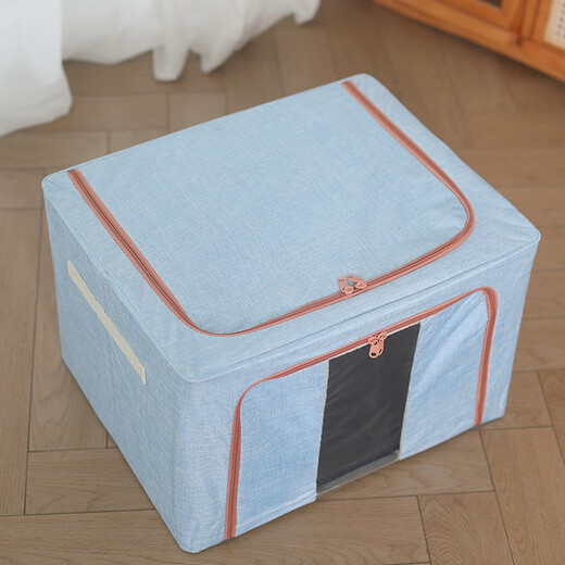 Chenzhi Shangpin fabric storage box cotton and linen foldable storage box thickened steel frame hundred boxes miscellaneous clothing storage box home green 66L (50*40*33CM)