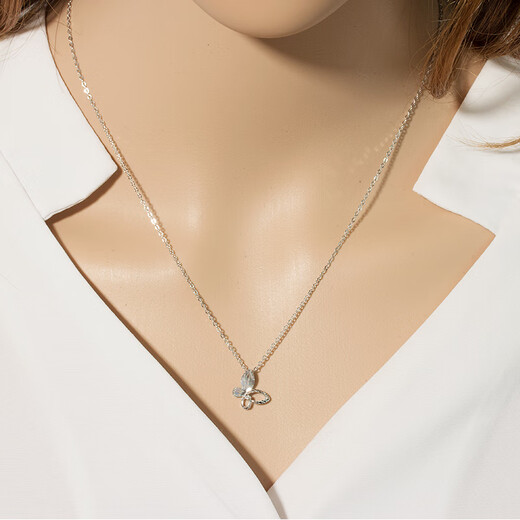 Fiber Bundle (QIANSHU) Valentine's Day Gift pt950 Platinum Pendant Women's Platinum Pendant Necklace Brushed Butterfly Platinum Necklace Brushed Butterfly Model weighs about 1.15-1.25 grams