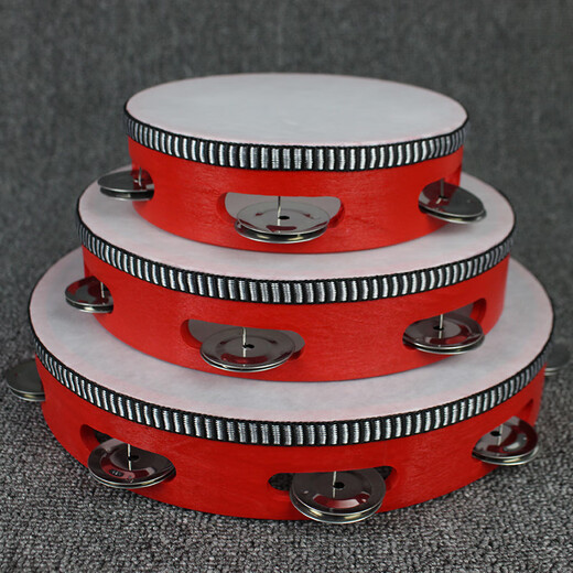 Stupid Beibei tambourin de danse le professeur de tambourin pour enfants de la maternelle utilise un hochet instrument de percussion à manivelle pour l'examen de qualité tambourin professionnel à clap de main tambourin rouge de 6 pouces-15 cm