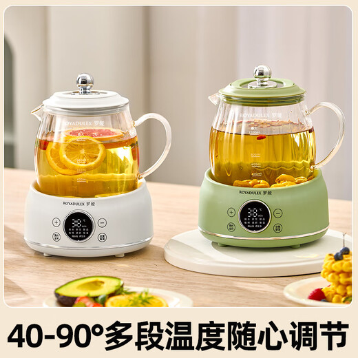 Luoya Health Pot Full Glass Stewing Kettle Electric Ceramic Stove Tea Kettle Tea Kettle 1.2L Office Tea Kettle Split Constant Temperature Kettle Boil Kettle Tea Kettle Boil Kettle Nordic Green (Tea Leaking Style) 1.2L