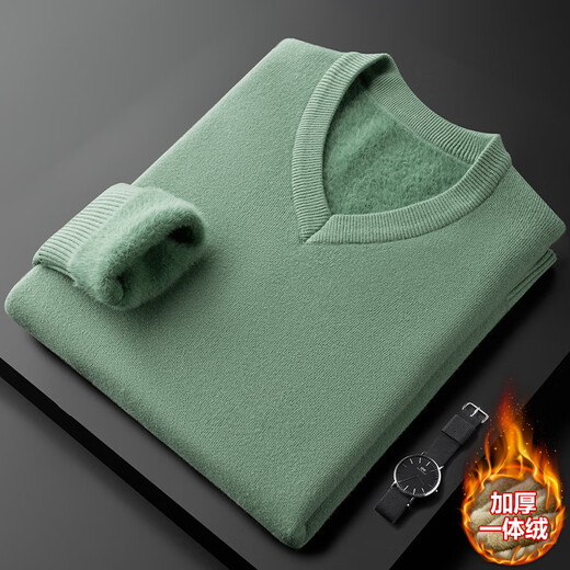 PRIDEME Einteiler für den Winter, verdickter Samt und warmer All-in-One-Pullover aus Samt mit V-Ausschnitt für Männer, langärmliger, schmaler Pullover für Männer, LDK2116-weiß L Gewichtsempfehlung 120-130Jin Jin entspricht 0,5 kg