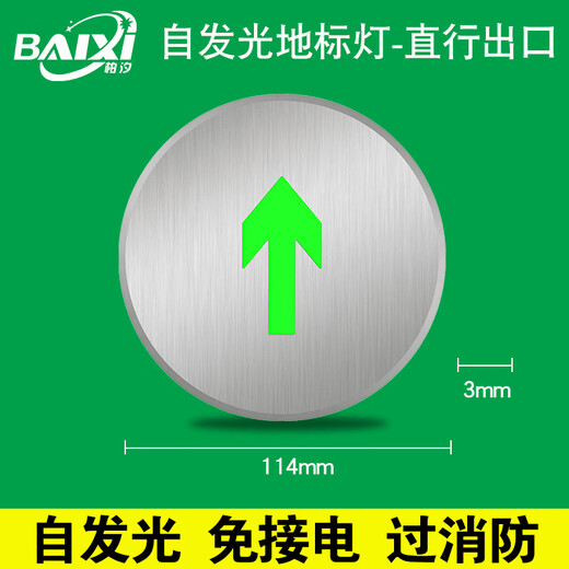 Индикатор эвакуации с земли, самосветящаяся флуоресцентная подземная лампа, нет необходимости подключаться к электричеству, аварийный пожарный ориентир из нержавеющей стали. 1 самосветящийся ориентирный светильник с поверхностью из нержавеющей стали, 11,4 см.