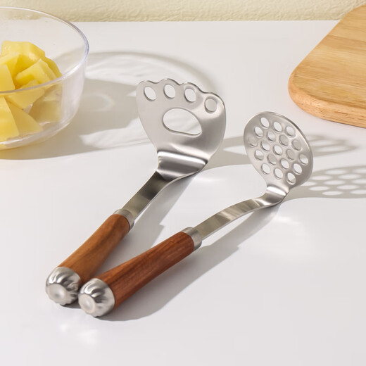 Kawashimaya mashed potato masher, household baby food supplement tool, masher spoon, mashed potato masher, 304 stainless steel masher (round)