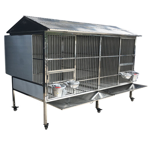 HKML Outdoor Stainless Steel Dog Cage Large Dog Outdoor Rainproof Medium Dog Flush Funnel Toilet Female Dog Cage Three Sided Baffles 110 Styles 110*75*156cm Boutique 202 Thickened Round Tube Style - Diameter 9.5mm Quick delivery within 1 day