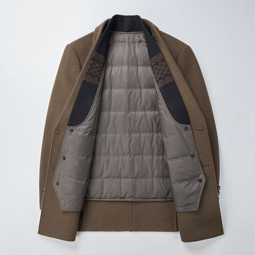 恒源祥冬季双面呢羊毛大衣男西装领中长款内胆羊毛呢大衣外套 6805黑色 M 170/88A