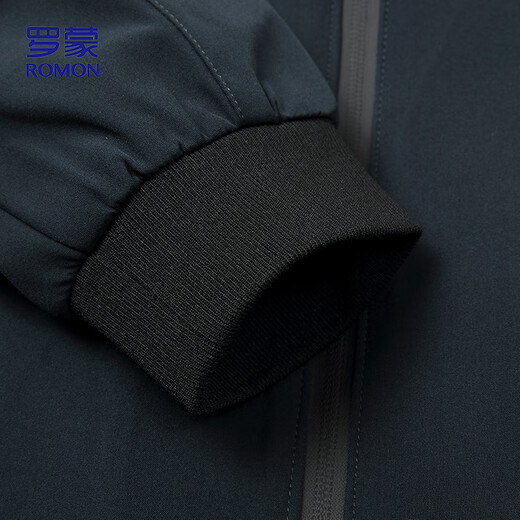 ROMON jacket men's spring and autumn coat solid color stand collar versatile executive business casual men's ii6 dark blue L