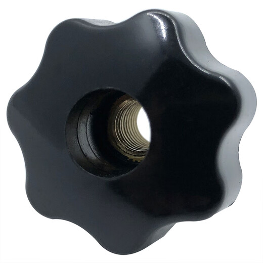 XMSJ through hole plum blossom handle nut star handle blind hole seven star hand screw cap plastic knob bakelite handwheel head diameter 25M6 through hole inner teeth 10 pieces