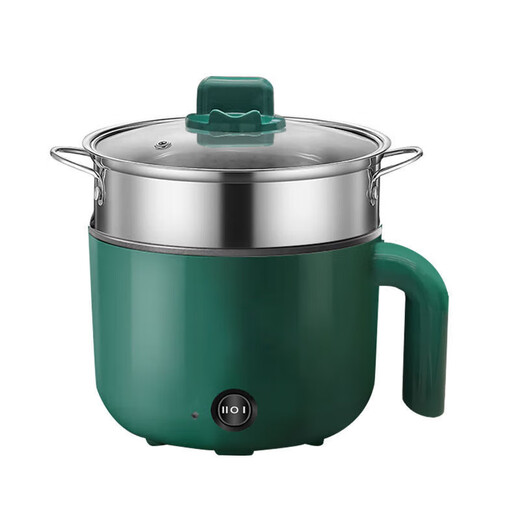 Olla eléctrica pequeña para dormitorio, olla de baja potencia de 300 vatios, olla para estudiantes, olla de cocina eléctrica de 200 vatios, olla caliente pequeña que puede freír y freír, multifunción, color blanco, modelo antiadherente de 1 pulgada, puede freír y cocinar