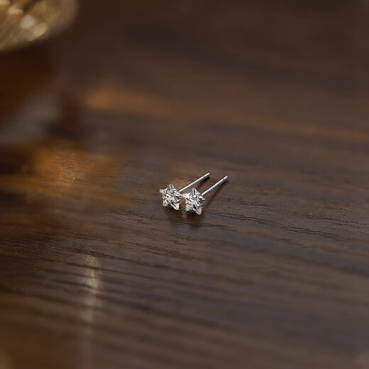 QMXDs999 sterling silver earrings for women, small earrings for sleeping, no need to pick off, white fungus stick, ear piercing, anti-blocking needle, non-allergenic earrings, 3mm mini 2-pack + gift box packaging