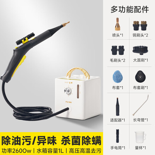 FILSWA German high-temperature steam cleaner high-pressure handheld kitchen fume cleaning machine disinfection, sterilization and oil removal housekeeping cleaning model SCT600 white