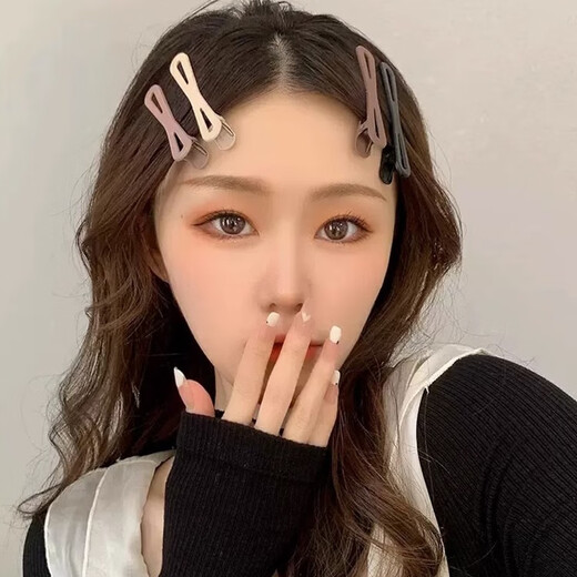 Jieweiyi seamless hair clip women's forehead clip broken hair artifact clip headwear clip side hair clip bangs one-word clip BHFJ119 bow black 4-piece set