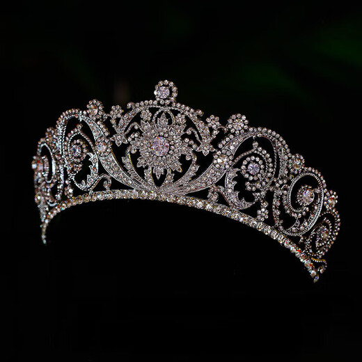 Shijun (SHIJUN) crown tiara for adults 18 years old princess French zircon bridal wedding dress crown dress accessories silver-store version long-lasting color retention is not easy