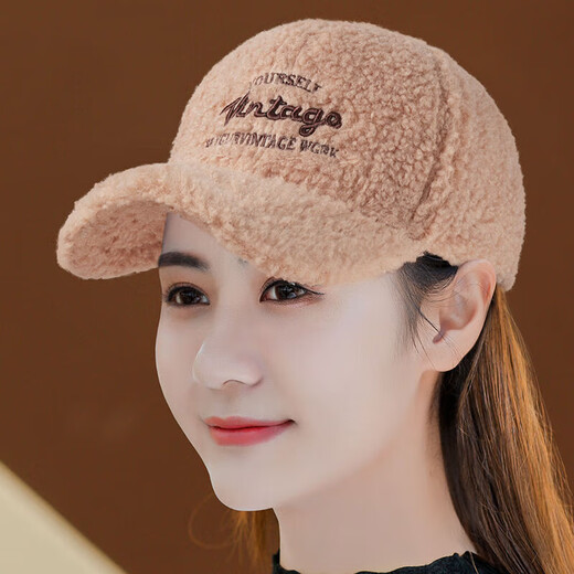 Jinjin Hat Women's Autumn and Winter New Baseball Cap Women's Fashionable Age-reducing Fashion Hat Thickened Furry Peaked Cap Brown