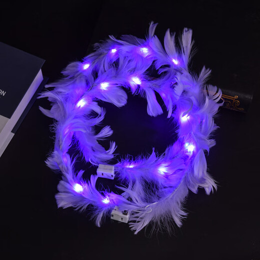 ENRMIIV luminous garland headdress with light, goose feather garland, feather angel headband, Internet celebrity night market street stall small gifts wholesale, angel goose feather garland warm light