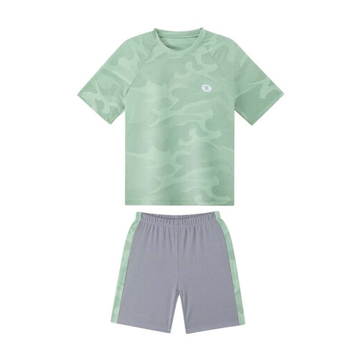 Zuoxi boys summer suit 2025 new children's quick-drying sports basketball uniform short-sleeved T-shirt two-piece set green 150
