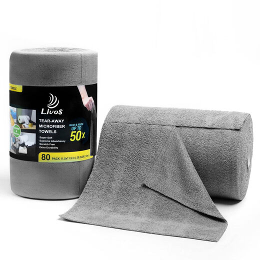 Cross-border best-selling hand-shred towels, lazy rags, home kitchen dish towels, car washing and wiping towels, tear-off towel rolls, gray hand-shred towels, 50 pieces per roll