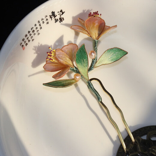 Meng Junchen retro silk velvet flower peony camellia filigree hairpin Hanfu ancient style cheongsam headdress hair accessories style one