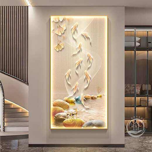 
Jiuyutu’s entrance decoration painting high-end entrance door light luxury mural light modern living room corridor aisle meaning hanging painting LP-9435 50*100 47 style black crystal porcelain painting (metal brushed picture frame 1