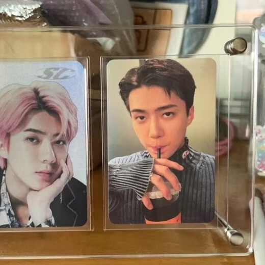 Laiji es adecuado para rejilla Jiugong, soporte de exhibición de fotos para tarjetas pequeñas, ranura para tarjeta de ídolo, álbum de tarjetas acrílicas, adornos de escritorio, marco de fotos, 2 rejillas de 6,5x9