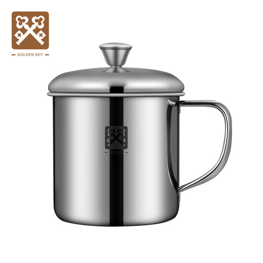 Golden Key 316 stainless steel children's cup student water cup anti-fall tea cup (single layer with lid) GK-KB90-G316
