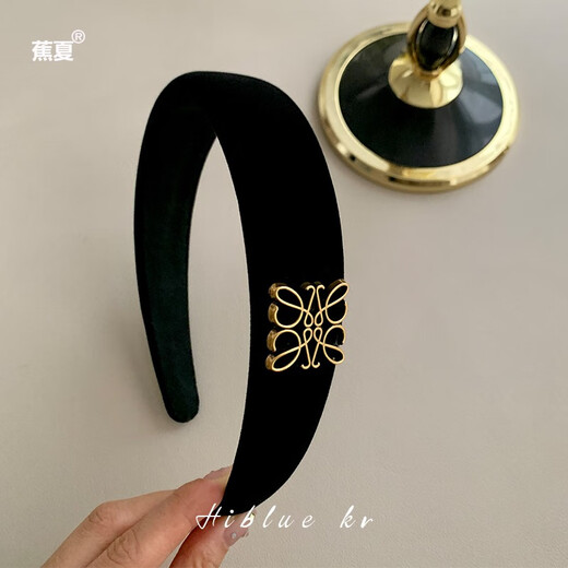 Jiaoxia velvet black high skull headband for women 2024 new autumn and winter high-end temperament headwear wide-brimmed hair headband main picture style