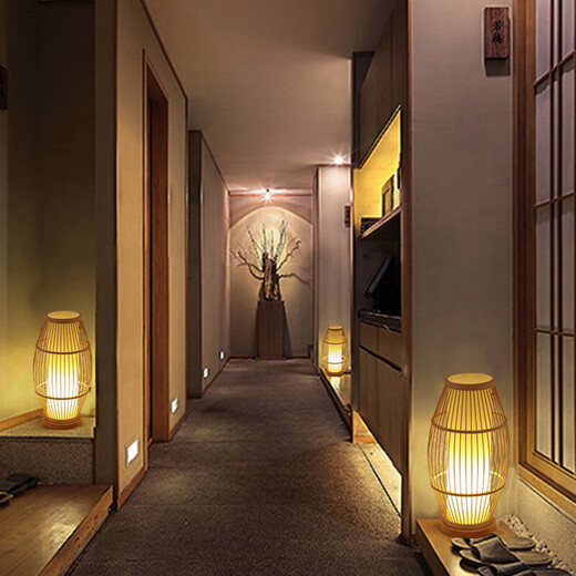 Miaopule Light Luxus Japanische Stehlampe Chinesische Zen Zen Bambus Wohnzimmer Schlafzimmer Arbeitszimmer Dekoration B&B Einfache Retro Nachttischlampe Extra große Stehlampe 30*123