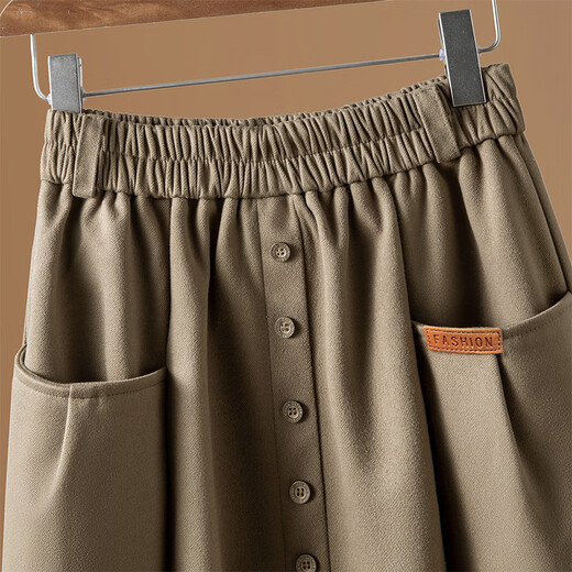 Sibaishe Retro Skirt 2025 Autumn New Women's High Waist Slim Pocket Large Skirt A-Line Skirt