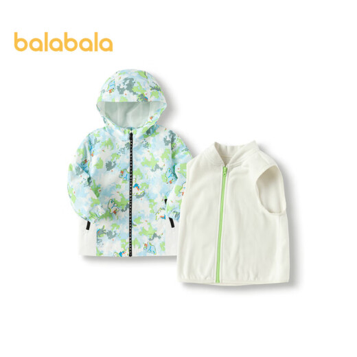 Balabala soft shell jacket for boys 2024 spring polar fleece two-piece set trendy [same style in shopping malls]
