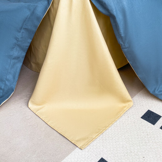 Derenxin bed four-piece bed quilt cover sheet pillowcase single and double bedding washed cotton brushed embroidered quilt cover sheet Bentley blue (light luxury embroidery style) single bed three-piece set - suitable for 150*200 quilts