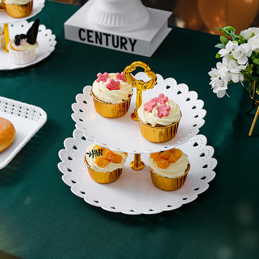 Lingyunhe Dessert Table Display Stand Afternoon Tea Dessert Stand Tea Break Setup Dessert Tray Cake Tray Cold Dinner Set Plastic Eight-piece Set European Dessert Table Set 1 Set