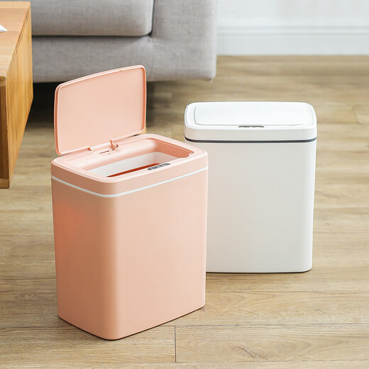 Ruiba Car Smart Trash Can Inductive Home Large Living Room Kitchen Toilet Bathroom Automatic Opening Trash Can White 12L Rechargeable High Quality Rechargeable