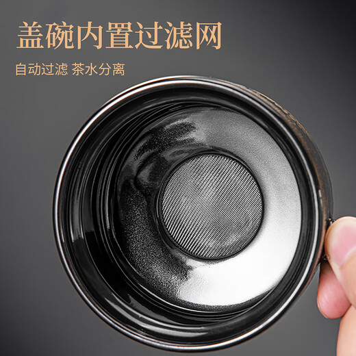 Xiangye 2025 New Anti-scalding Lazy Automatic Tea Set Household Rotating Stone Mill Teapot Kung Fu Tea Cup Tea Making Artifact Wrapped Lotus Branch Automatic Straight Cup Six-Cup 9-piece Set