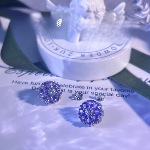 DL 1998 Fat Donglai same style tanzanite earrings natural l natural santan stone earrings for women s925 silver purple natural tanzanite amethyst B earrings