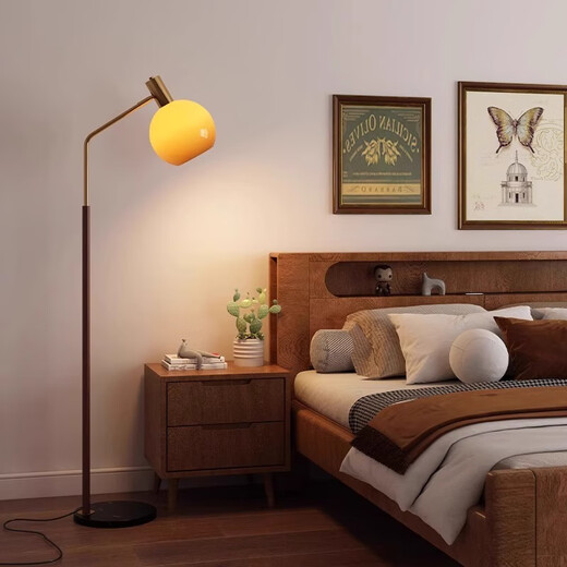 Zhong Shuai Nordic Minimalist Floor Lamp Living Room Sofa Side Bedside Lamp Modern Personalized Decorative Ambience Lamp Vertical Coffee Table Style - Walnut Color Floor Lamp Warm Light