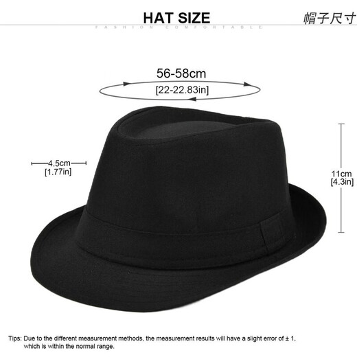Xinuobaidi fashion top hat solid color jazz hat men's British gentleman hat women's versatile casual sunshade hat for all seasons black one size