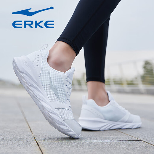 Hongxing Erke men's shoes running shoes winter new men's shock-absorbing leather waterproof lightweight sports shoes soft sole travel casual shoes 3291 Erke white (leather mesh) 40