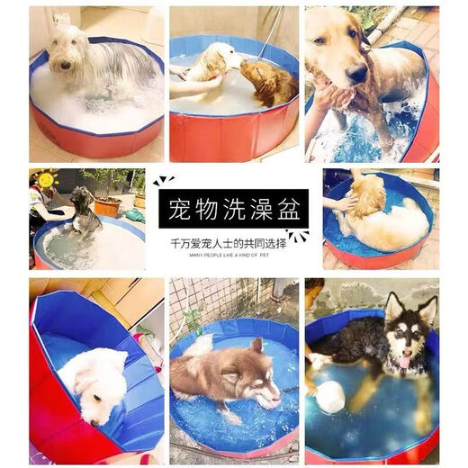 Spring koi and autumn carp pet bathtub foldable large dog golden retriever dog special swimming pool bathtub bathtub washing cat bathtub 160 30cm blue recommended 140Jin Jin equal to 0.5kg thickened version