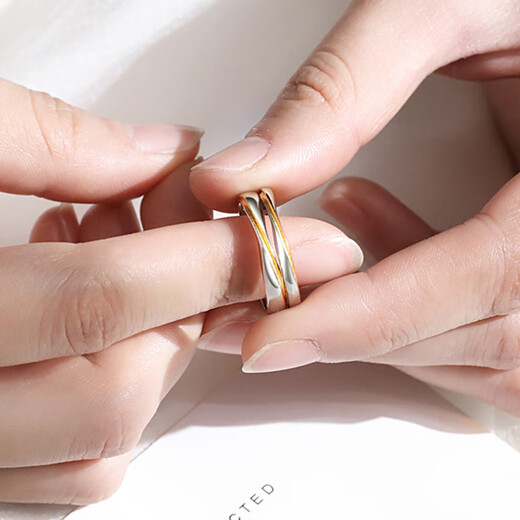 MZMZpt950 gold wire platinum couple rings, a pair of gold wire platinum rings, proposal, wedding, birthday gift for girlfriend, light luxury model - gold wire rings - free engraving, exquisite gift box