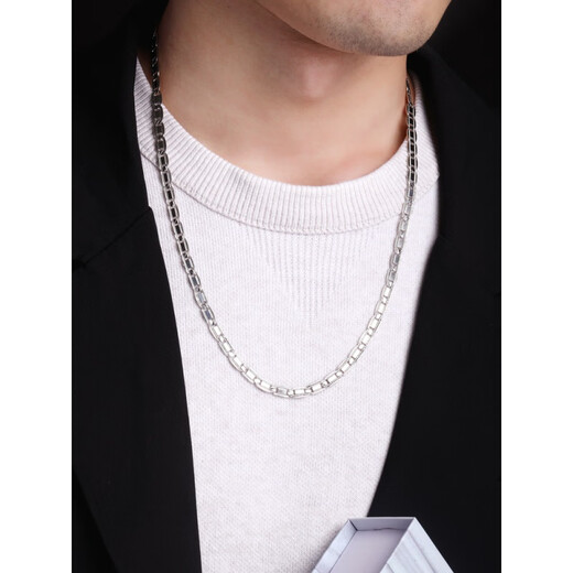 Nilan men's platinum necklace PT950 versatile trendy men's tile chain platinum bag fashion clavicle chain tile chain 5.3mmx60cmx21g S