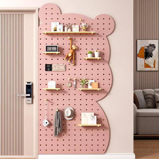 Yisijia storage hole board entrance wall storage rack wall hanging board entry partition storage rack wall display rack cute bear combination black ears 80 180CM