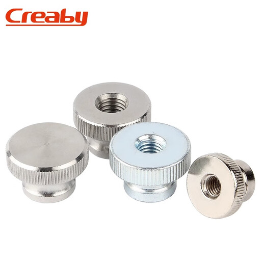 Creaby304 stainless steel nut high head knurled hand screw nut blind hole through hole decorative screw cap iron nickel plated M3 20 pieces through hole